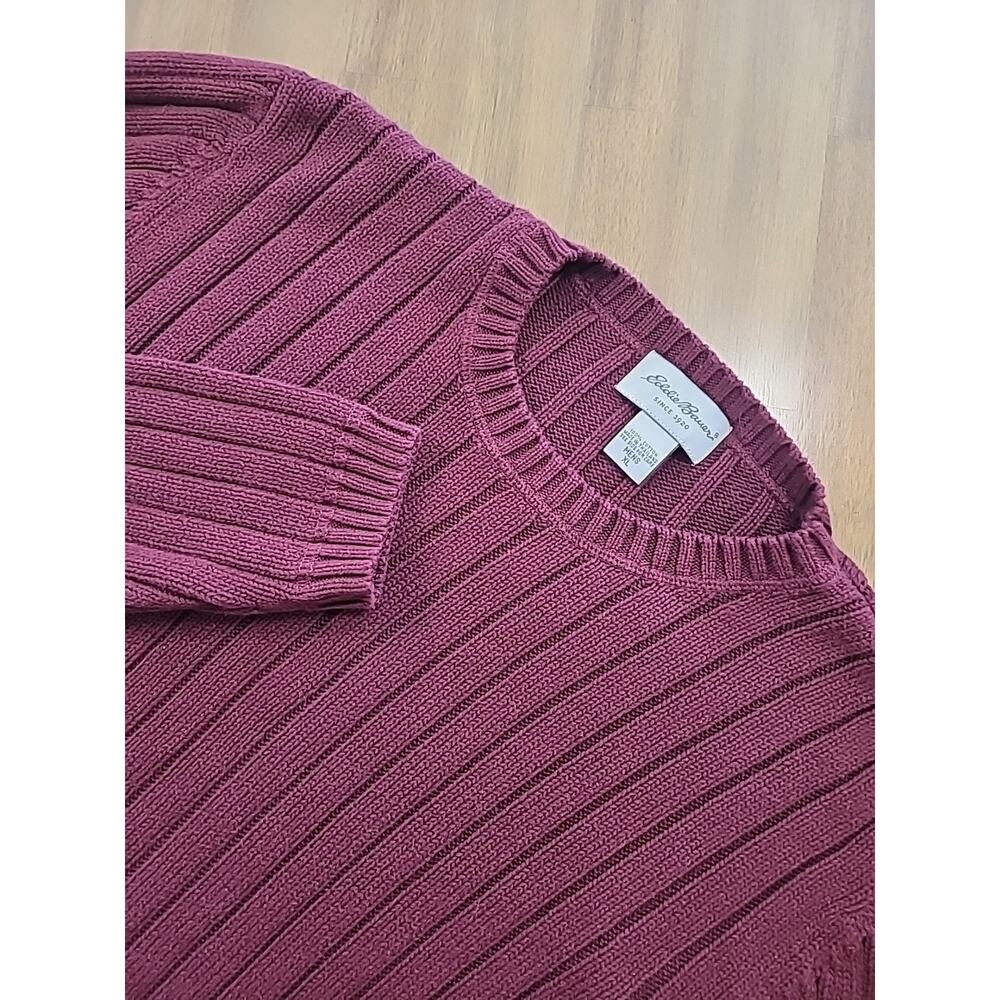 VTG Eddie Bauer Cable Knit Sweater XL Burgundy Heritage